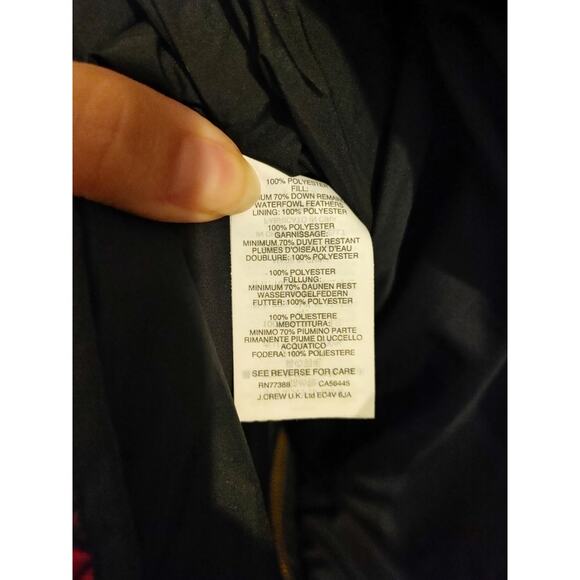 J Crew Puffer Vest Quilted Black Red Buffalo Check Zip Up XS - Picture 5 of 5